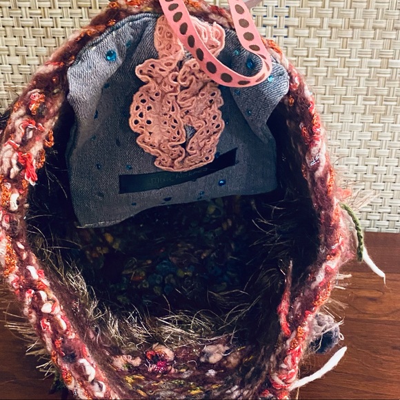 🌟HP🌟VTG 1990s Handmade Ring Handle Chunky Knit Bucket Bag by Miss Chickpea - Picture 5 of 13